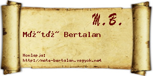 Máté Bertalan névjegykártya